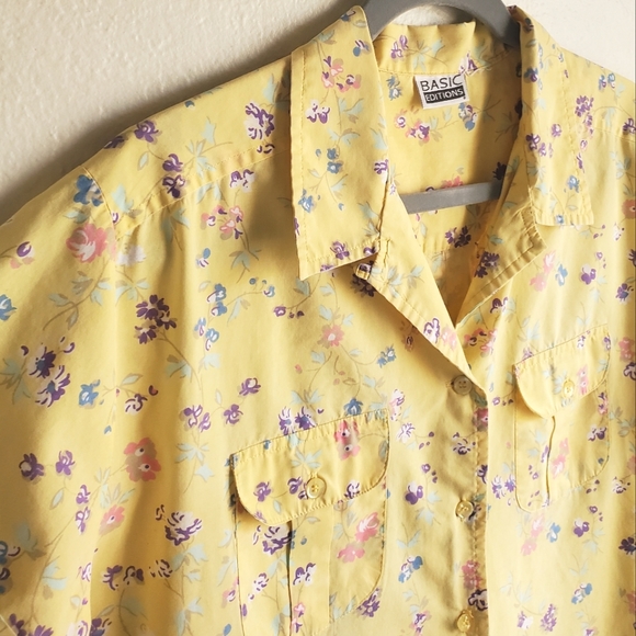 Vintage Yellow Floral Buttondown Top - Picture 3 of 9